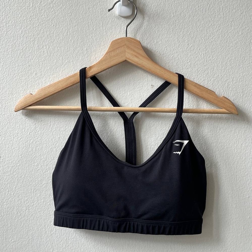 Gymshark Black Performance Sports Bra with Racerback Design